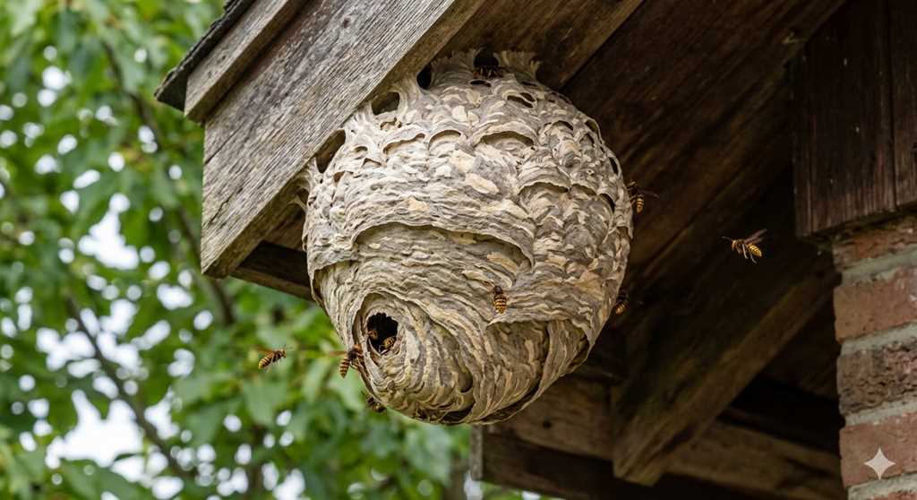 キイロスズメバチの巣の特徴イメージ写真