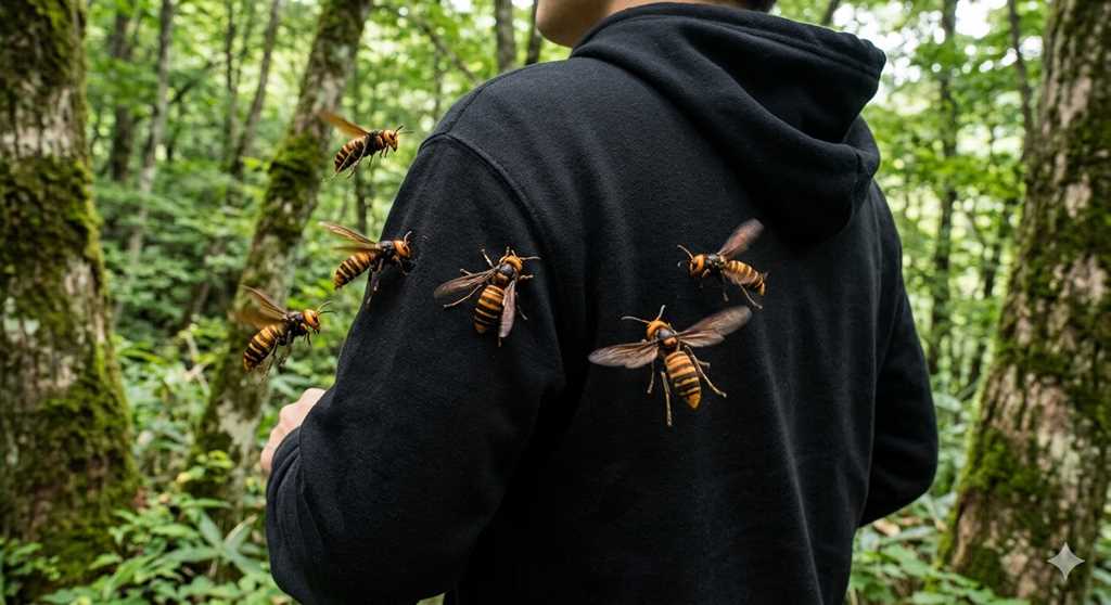 スズメバチは黒い服を標的にするイメージ画像