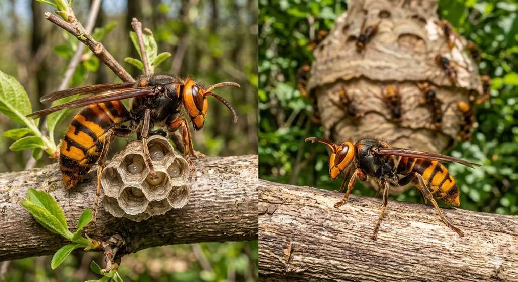 スズメバチの女王蜂と働き蜂の違いの写真