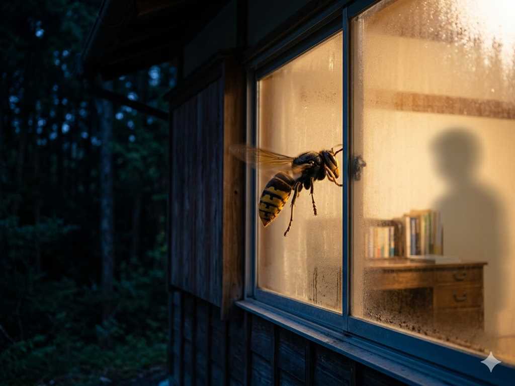 夜も活動するモンスズメバチのイメージ画像