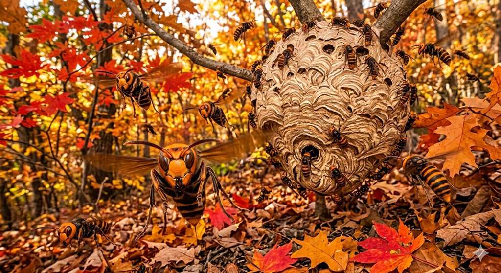 秋に最高潮となるスズメバチの攻撃性の写真