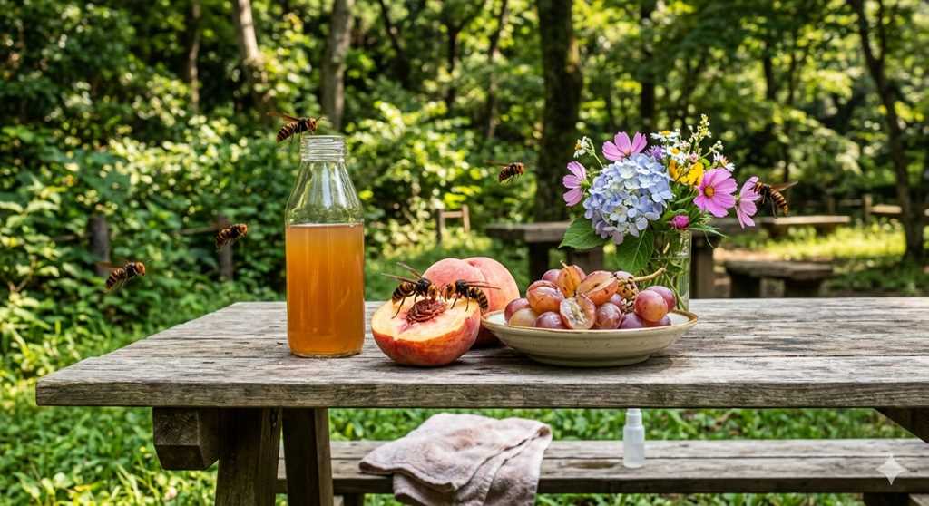 スズメバチが匂いで寄ってくるイメージ画像