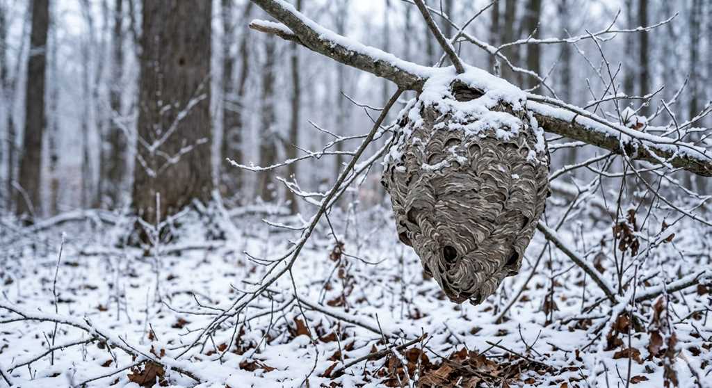 冬のスズメバチは空の巣を残すイメージ画像
