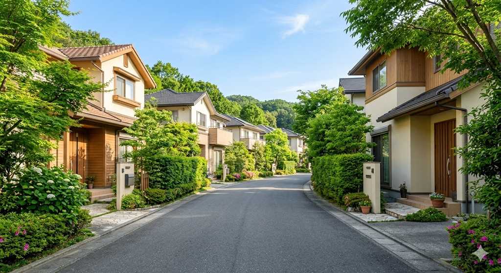 横浜市緑区の落ち着いた住宅街と豊かな緑の風景